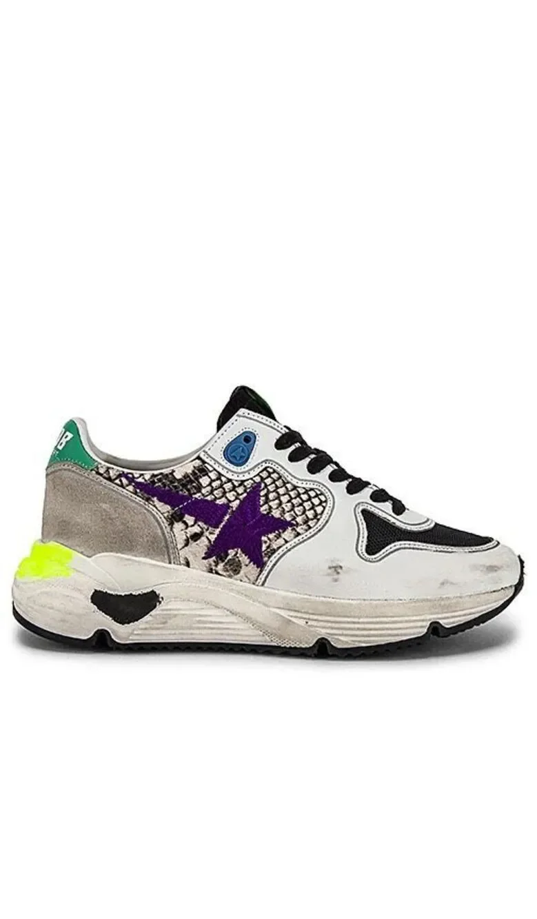 Golden Goose Running Sole Women’s 35 USA 5 Natural Snake Python Purple Sneaker